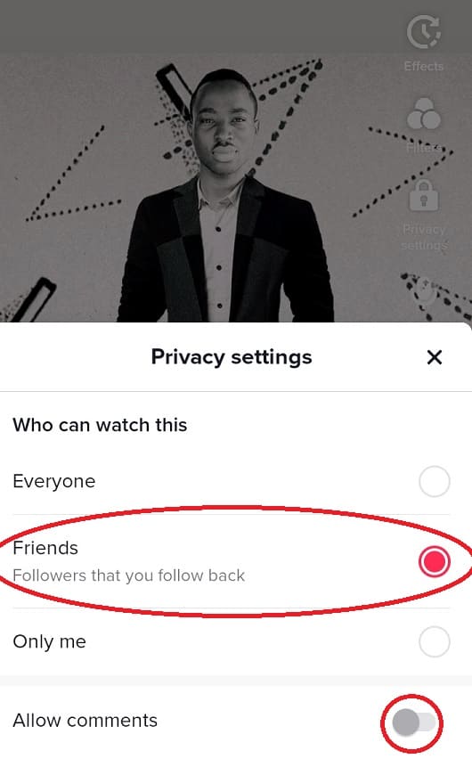 Step 4 on how to send pictures on Tiktok